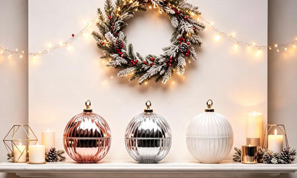 Luxury set of 3 christmas bauble - Blush Pink, Silver and Matt White